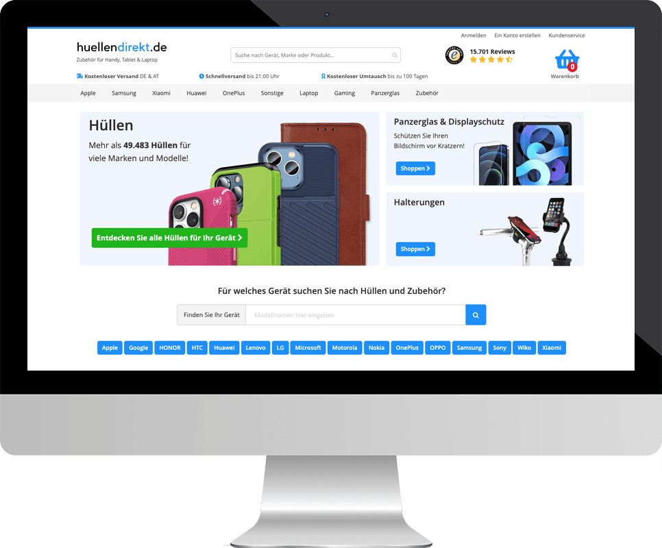 Huellendirekt.de webshop screenshot